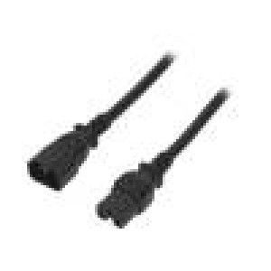 Kabel IEC C15 zásuvka, IEC C14 vidlice 1,8m černá PVC 3x14AWG