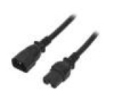 Kabel IEC C15 zásuvka, IEC C14 vidlice 5m černá PVC 3x14AWG