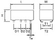 IM01JR Relé elektromagnetické DPDT Ucívky:3VDC 0,5A/125VAC 2A/30VDC