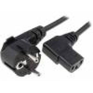 Kabel 3x0,75mm2 PVC 1m černá 10A 250V Provedení: Uni-Schuko