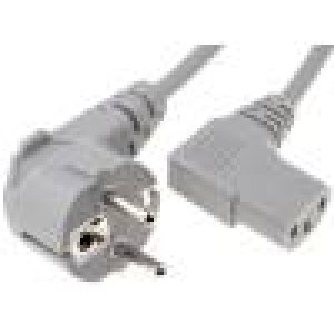 Kabel CEE 7/7 (E/F) úhlová vidlice, IEC C13 zásuvka 90° 1m