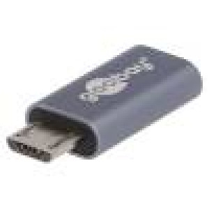 Adaptér USB 2.0 USB B micro vidlice,USB C zásuvka šedá