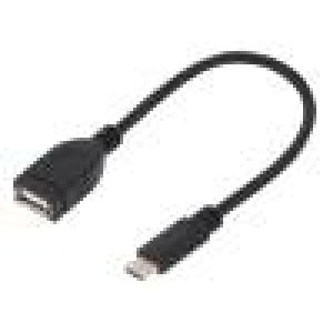 Kabel USB 2.0,USB 3.1 USB A zásuvka,USB C vidlice černá 0,2m