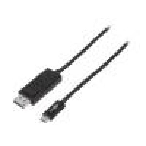 Adaptér USB 3.1 DisplayPort vidlice,USB C vidlice černá 1,2m
