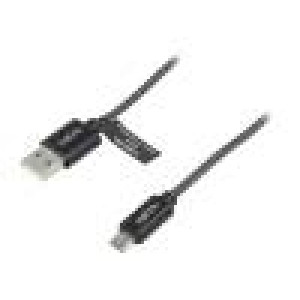 Kabel USB 2.0 USB A vidlice,USB B micro vidlice 1m šedá PVC