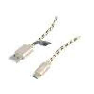 Kabel USB A vidlice,USB C vidlice 1m černo-hnědá PVC
