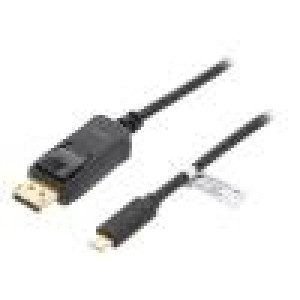 Adaptér DisplayPort vidlice,USB C vidlice 3m Barva: černá