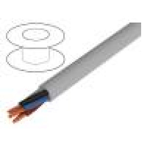 Wire stranded Cu OB-500 2x0,5mm2 unshielded grey PVC 1m