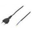 Kabel 2x0,5mm2 CEE 7/16 (C) vidlice,vodiče PVC 5m černá 2,5A