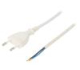 Kabel CEE 7/16 (C) vidlice,vodiče 2m bílá PVC 2x0,75mm2 2,5A