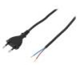 Kabel 2x0,75mm2 CEE 7/16 (C) vidlice,vodiče PVC 5m černá