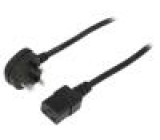 Kabel BS 1363 (G) vidlice,IEC C19 zásuvka 1m černá PVC 13A