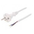 Kabel 2x1mm2 CEE 7/17 (C) vidlice,vodiče PVC 3m bílá 16A