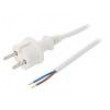 Kabel 2x1,5mm2 CEE 7/17 (C) vidlice,vodiče PVC 2m bílá 16A