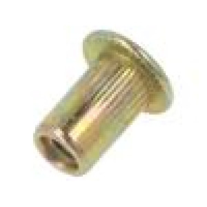 Nýtovací matice M3 ocel Ømont.otv: 4,9mm L: 9mm Hlava: plochý