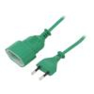 Prodlužovací síťový kabel Zásuvky: 1 PVC zelená 2x0,75mm2 5m