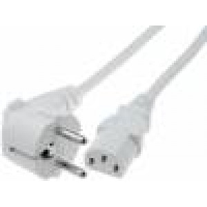 Kabel CEE 7/7 (E/F) úhlová vidlice,IEC C13 zásuvka 1,5m bílá