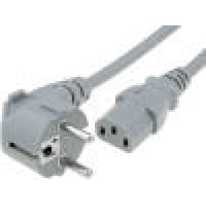 Kabel CEE 7/7 (E/F) úhlová vidlice,IEC C13 zásuvka 1m šedá