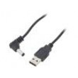 Kabel USB A vidlice,DC 5,5/2,1 zástrčka černá 0,5m Žíla: Cu
