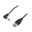 Kabel USB A vidlice,DC 5,5/2,5 zástrčka černá 0,5m Žíla: Cu