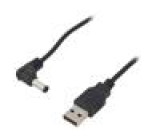 Kabel USB A vidlice,DC 5,5/2,5 zástrčka černá 0,5m Žíla: Cu