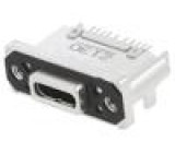 Zásuvka USB C THT PIN: 24 přímý IP67 zlacený M2,5