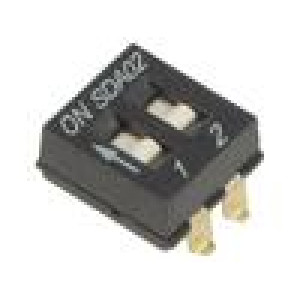 Přepínač: DIP-SWITCH Počet sekcí: 2 ON-OFF 0,025A/24VDC pol: 2