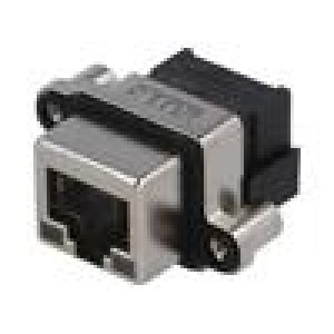 Zásuvka RJ45 UL94V-0 IP67 THT do panelu úhlové 90° M3