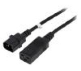 Kabel 3x1,5mm2 IEC C14 vidlice,IEC C19 zásuvka 2m černá 10A