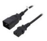 Kabel 3x1,5mm2 IEC C13 zásuvka,IEC C20 vidlice 1,2m černá