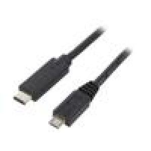 Kabel USB 2.0 USB B micro vidlice,USB C vidlice 1,2m černá