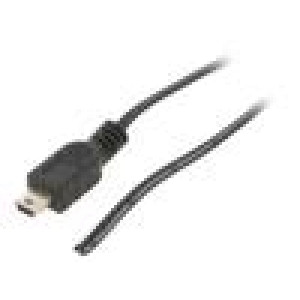 Kabel USB 2.0 USB B mini vidlice,vodiče 1,3m černá