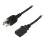Kabel NEMA 5-15 (B) vidlice,IEC C13 zásuvka 1,8m černá 10A
