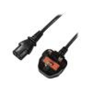 Kabel 3x0,75mm2 BS 1363 (G) vidlice,IEC C13 zásuvka 1,8m