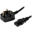Kabel BS 1363 (G) vidlice,IEC C13 zásuvka 3m černá PVC 3A