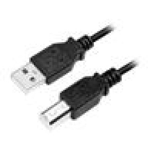 Kabel USB 2.0 USB A vidlice,USB B vidlice niklovaný 2m černá