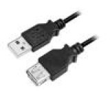 Kabel USB 2.0 USB A zásuvka,USB A vidlice niklovaný 3m černá