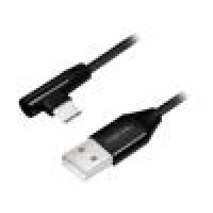 Kabel USB 2.0 USB A vidlice,USB C úhlová zástrčka 0,3m černá