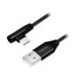 Kabel USB 2.0 USB A vidlice,USB C úhlová zástrčka 1m černá
