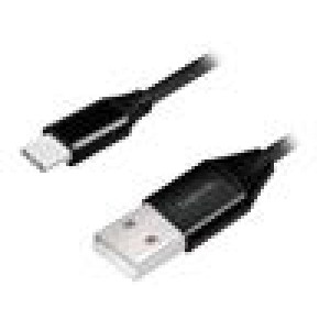 Kabel USB 2.0 USB A vidlice,USB C vidlice 1m černá