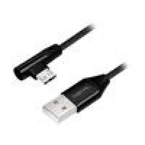 Kabel USB 2.0 USB A vidlice,USB B micro zástrčka (úhlová) 1m