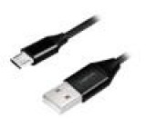 Kabel USB 2.0 USB A vidlice,USB B micro vidlice 1m černá