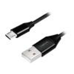 Kabel USB 2.0 USB A vidlice,USB B micro vidlice 1m černá PVC