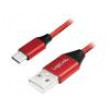 Kabel USB 2.0 USB A vidlice,USB C vidlice 1m červená PVC