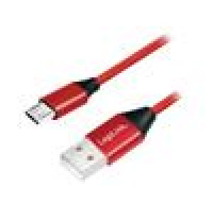 Kabel USB 2.0 USB A vidlice,USB B micro vidlice 1m červená