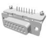 D-Sub PIN: 15 zásuvka zásuvka zacvaknutí do PCB úhlové 90°