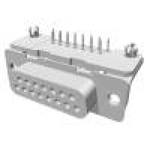 D-Sub PIN: 15 zásuvka zásuvka zacvaknutí do PCB úhlové 90°
