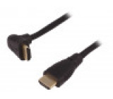 Kabel HDMI 1.3 HDMI vidlice,HDMI zástrčka 90° 1,3m černá