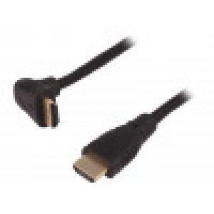 Kabel HDMI 1.3 HDMI vidlice,HDMI zástrčka 90° 1,3m černá
