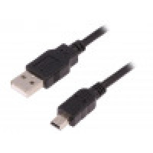 Kabel USB 2.0 USB A vidlice,USB B mini vidlice 1,8m černá